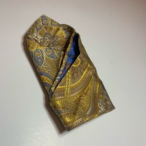 Gold & Blue Paisley Handkerchief/Pocket Square